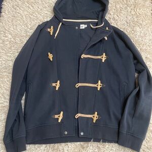 Topman Dark Blue Hooded Jacket with Toggle Fastenings